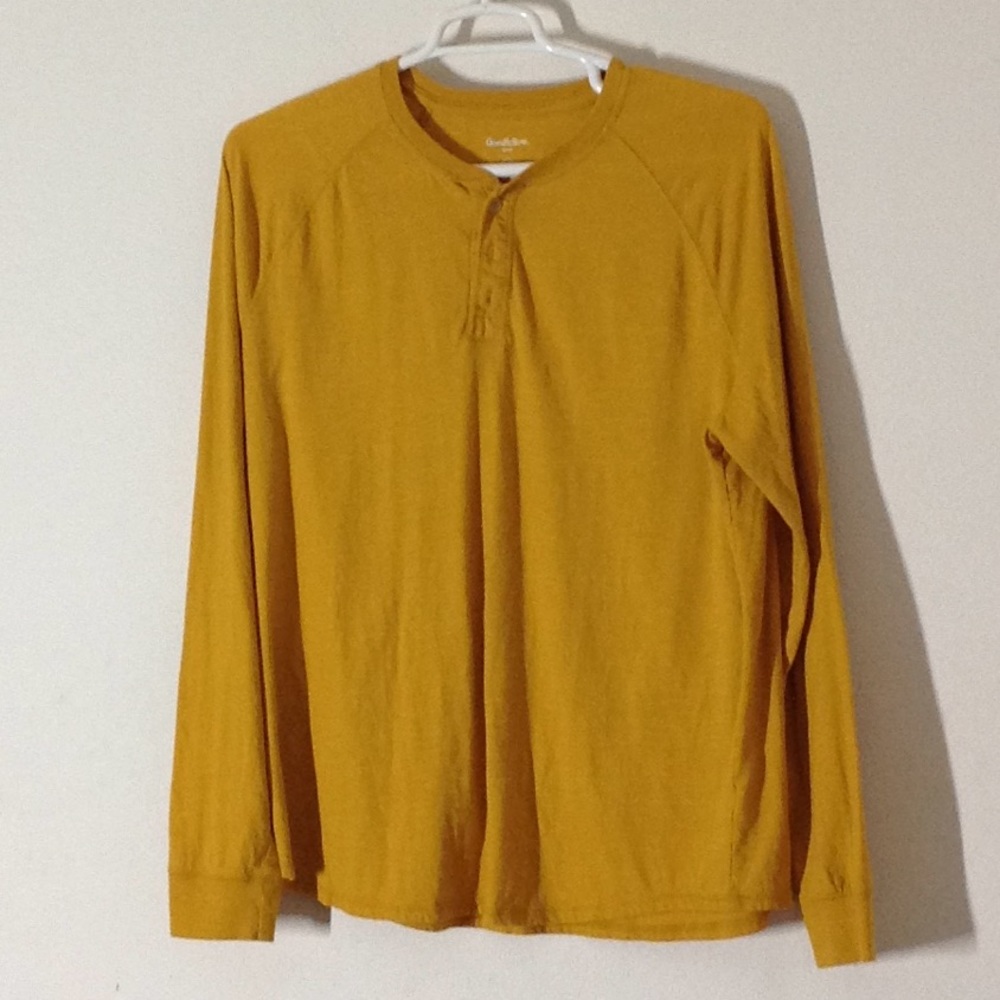 Goodfellow & Co  Mustard Long Sleeve 3 Button Henl